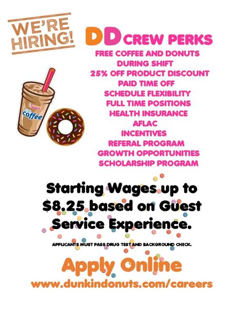8 hour shift 3. . Dunkin donuts careers